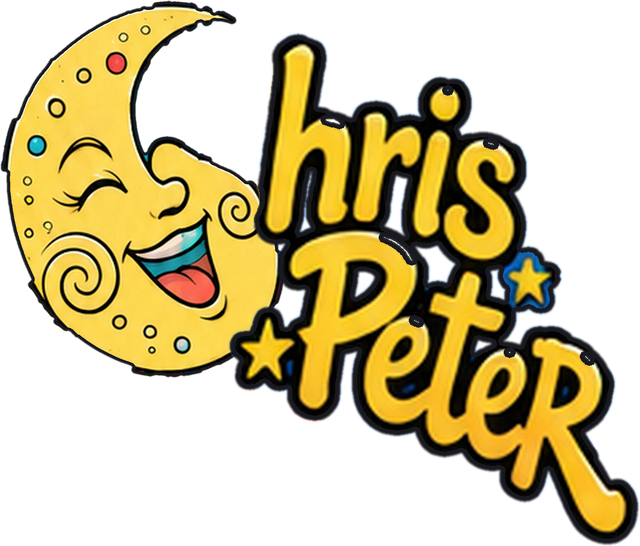 Logo von Chris Peter: ein lachender Mond als „C“, daneben „hris Peter“
